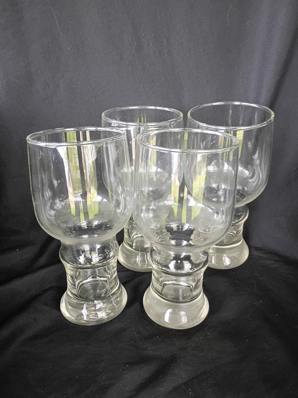 Vtg Set of Four Mid Century 1960s Hollow Clear Beer Glasses Tumblers
